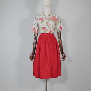 CHERRY Red 1950s Cute Half Circle Skirt 13&quot; Waist - 50s Fifties True Vintage Fashion