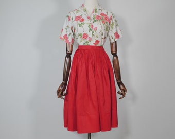 CHERRY Red 1950s Cute Half Circle Skirt 13" Waist - 50s Fifties True Vintage Fashion
