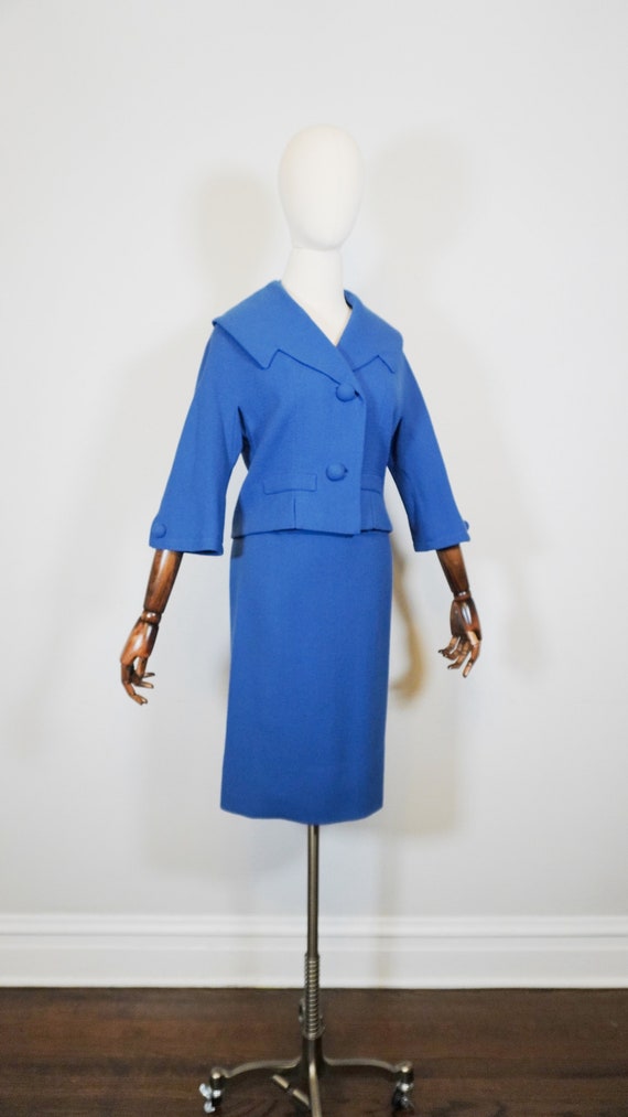 Early 1960s / 1950s Cobalt Blue Tailored Jacket wi