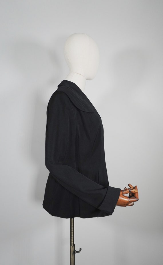 Late 1940s Black Tailored Women's Suit Jacket Gab… - image 3