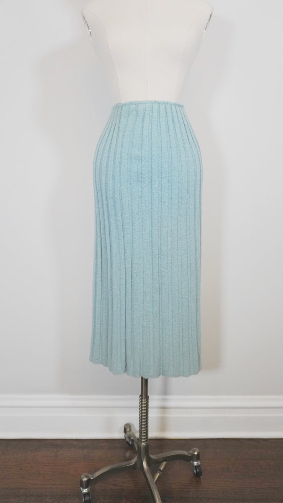 Spectacular 1950s Wool Light Blue Embellished Col… - image 6