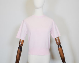 1950s Light Pink Top - Fifties Vintage - 50s True Vintage - SMALL Pin Up Style  - Bad Girl Shirt