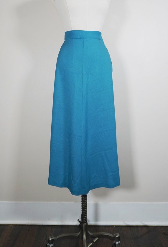 Aqua Blue Early 1950s / Late 1940s A Line Skirt - 40s… - Gem