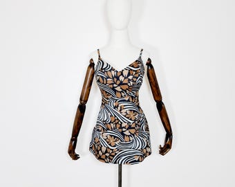 Abstract Print Swimsuit by 1950s by Elisabeth Stewart  - Fifties True Vintage- 50s Pin Up Bombshell VTG Bathing suit 1960s 60s