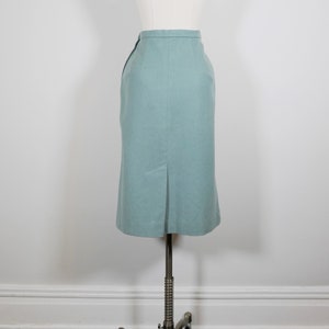 Small Blue 1950s High Waist 100 % Soft Wool VINTAGE Pencil Skirt Pin Up Style image 5