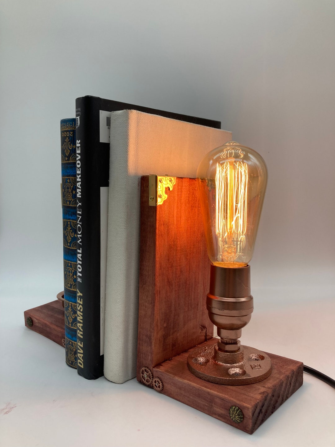 Bookend/bedside Lamp//steampunk Lamp//industrial Lamp/book Etsy
