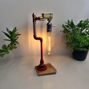 Edison Steampunk Light/Table Lamp/Farmhouse Ddecor/Bedside Lamp/Gift for Him/Edison Bulb/HomeDecor/Steampunk Gift/Lamp Gift/Rustic Lamp