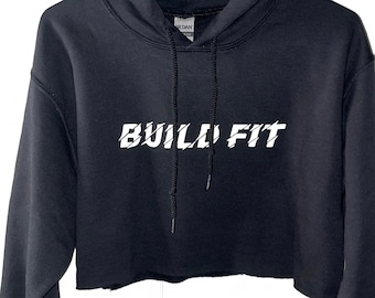Zwarte BUILD FIT Cropped Hoodie