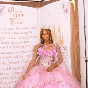 Fairytale StoryBook Princess Birthday Decor Once Upon a Time Backdrop Custom Party Banner Personalized Castle Floral Photobooth Any Age