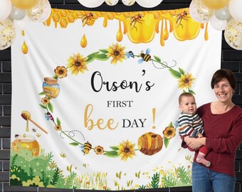 Bee Party Banner Eerste verjaardag achtergrond Boy Bee Verjaardag Banner 1e Bee Day Party Decoratie Kinderstoel Verjaardag Decor Bumble Bee Verjaardag