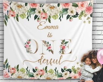 Personalisierte 1. Geburtstag Hintergrund, Baby Mädchen 1. Geburtstag Dekor, Blush Pink ist nicht sie Onederful 1. Geburtstag Backdrop 01DS45