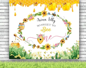 Meisje eerste verjaardag achtergrond Bee Party Banner eerste Bee Day verjaardag decoratie Sweet To Be One Bumble Bee verjaardag Decor