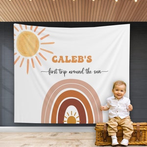 Groovy One Rainbow Backdrop erste Reise um die Sonne Geburtstag Banner Hochstuhl 1st Birthday Decor Sonnenschein 1st Birthday Decor Boho Decor
