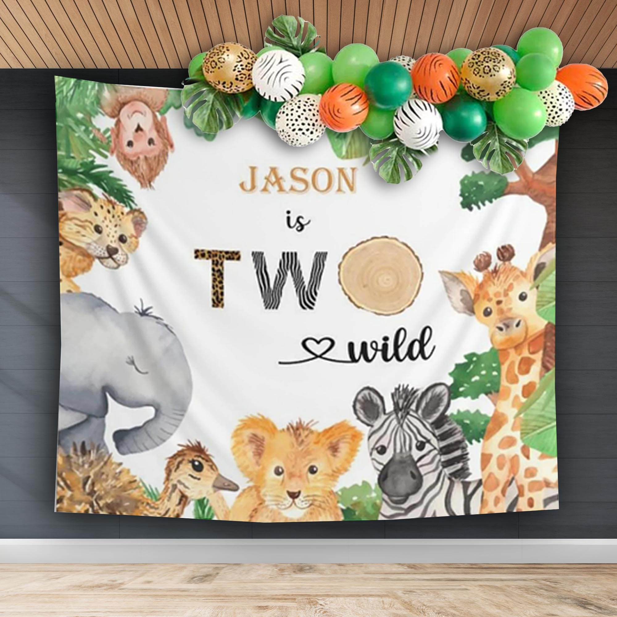 Two Wild Jungle Birthday Backdrop Safari Second Birthday Party Etsy