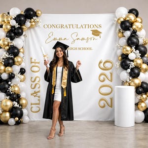 White Graduation Party Backdrop Idea - Etsy