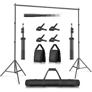 Backdrop Stand 10Ft x 7Ft Adjustable Photo Background Stand Backdrop Support System Kit with Carry Bag, For Weddings, Babyshower, Birthdays