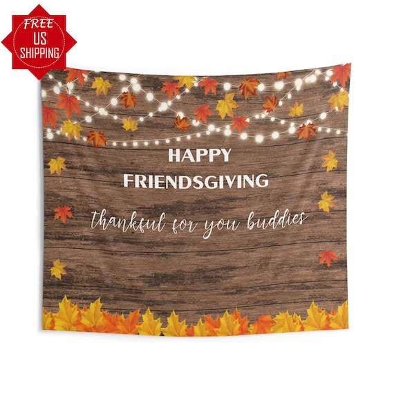 MAGQOO Happy Friendsgiving Banner - Gold Glitter Party Decor, Fall Thanksgiving Wall Decoration