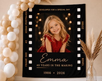 Custom Photo Party Backdrop 40th Birthday Decor 30th Vintage Birthday Banner Ladies Men Women Funny Birthday Decorations