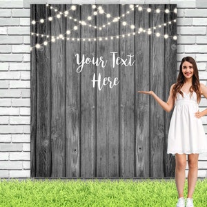 Rustic Gray Wood Backdrop / Barn Chic Wedding Decor / Baby Shower/ Graduation Backdrop /Rustic Photo booth backdrop with Lights 01WBG5