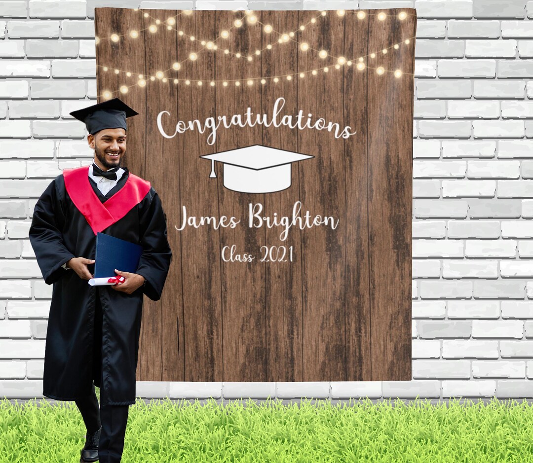Custom Rustic Grad Cap Light Backdrop Graduation Background Class of ...