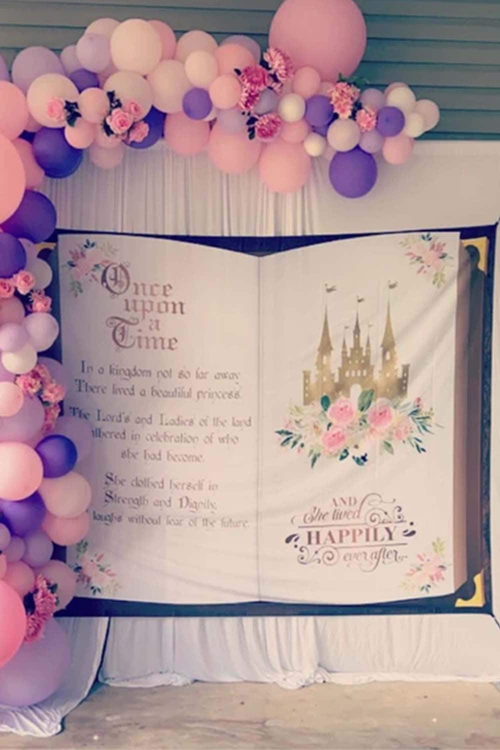 Once Upon a Time Backdrop Princess Birthday Party Decoration Fairytale  Storybook Photo Booth Royal Medieval First Birthday Vintage Castle 