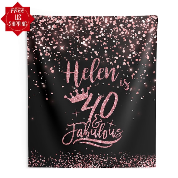 Toile De Fond Bohèe « Happy Birthday » Pour Filles - Otif Floral Et Pois Dorés - En Vinyle