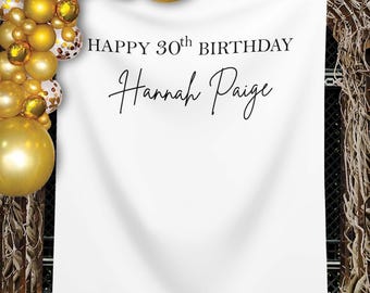 Custom Birthday Backdrop, Personalised Birthday Banner, Birthday Name Flag, Fabric Sign, Fabric Birthday Sign, Birthday Boho Wall Art, Linen