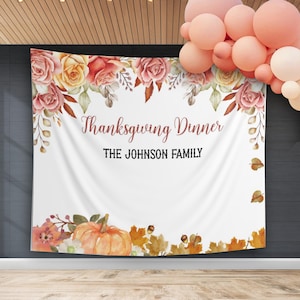 Boho Thanksgiving Dinner Backdrop Let&#39;s Give Thanks Decor Thanksgiving Banner Friendsgiving Autumn Pumpkin Photobooth Family Gathering