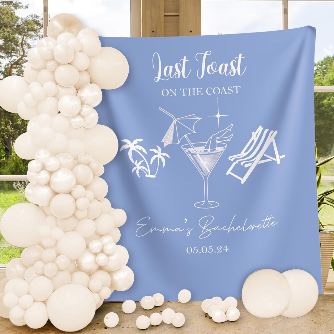 Beach Bachelorette Photo Backdrop Custom Beach Bach Banner Last Toast ...
