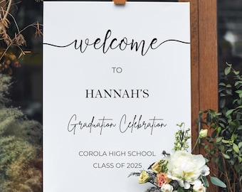 Letrero de bienvenida de graduación, fiesta de graduación minimalista, cartón pluma, clase de 2025, póster de graduación de secundaria, decoraciones personalizadas para recién graduados.