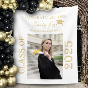 Foto achtergrond afstuderen, klasse van 2025 grad foto banner, decor afstuderen feest, gepersonaliseerde afstuderen middelbare school Photo Booth