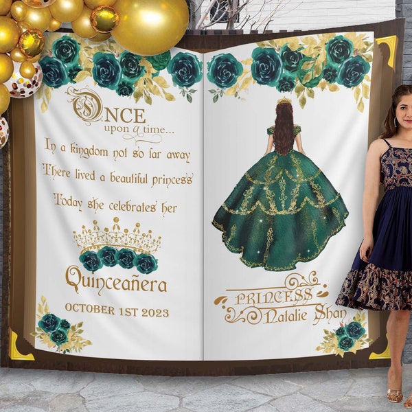 Smaragdgrün Quinceaños Hintergrund mexikanische Prinzessin Geburtstag Buch Hintergrund Krone Fräulein Quince 15 Anos Birthday Quinceaños Quince Años