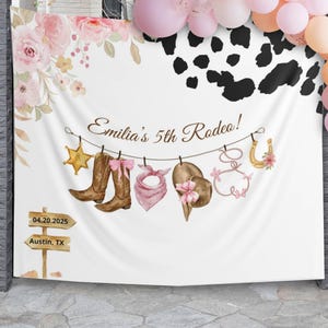 Rodeo Cowgirl Birthday Party Decor Cowboy Party Backdrop Custom Wild West Banner Ranch Southwestern PhotoBooth Cowboots Cowprint Sign