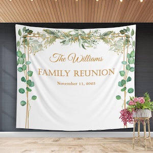 Greenery Family Reunion Backdrop Green Leaves Banner Family Get Together Party Family Thanksgiving Decoration Siblings Cousins Gathering
