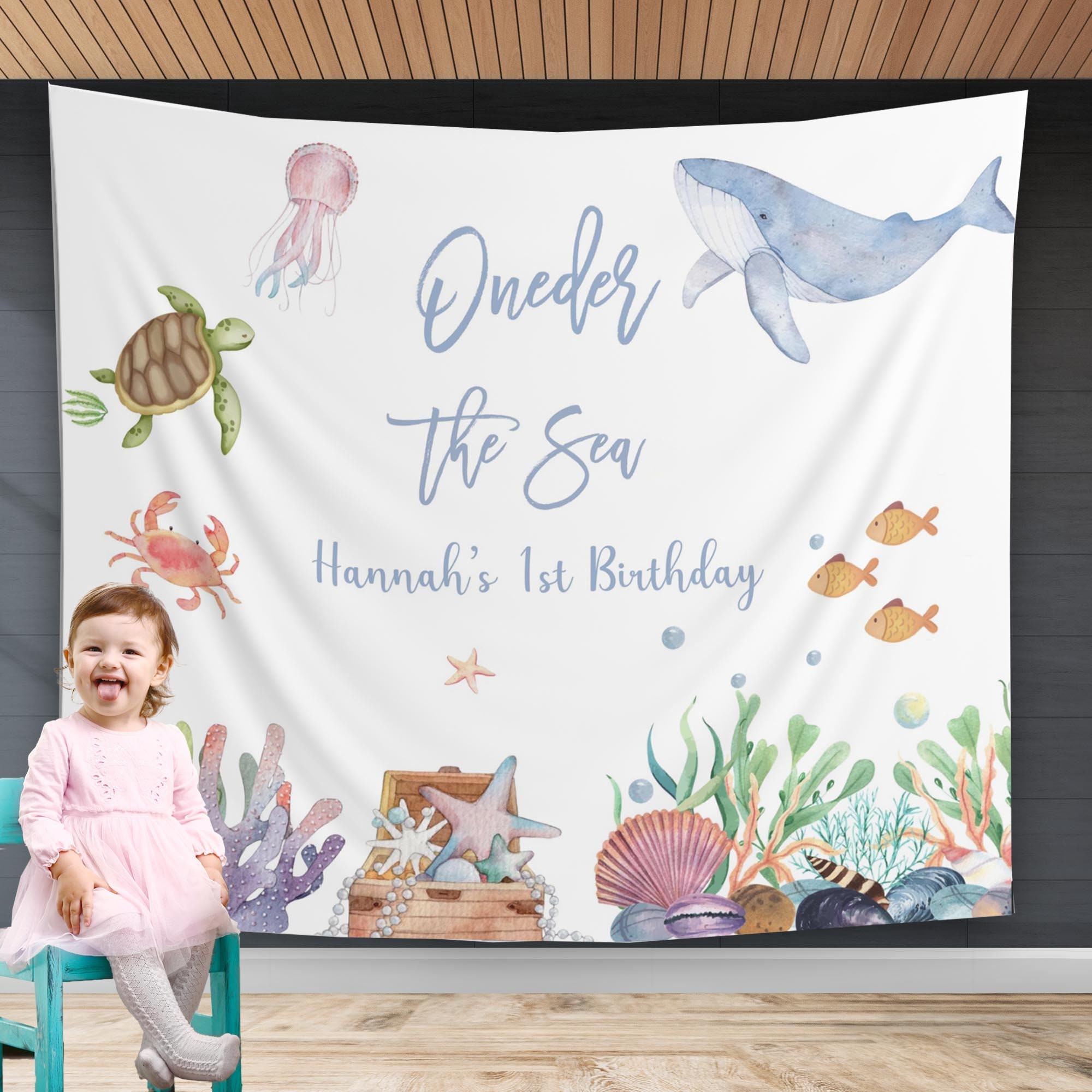 Under the Sea Birthday Backdrop Oneder the Sea Banner First