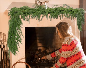 2 Pcs Norfolk Pine Garland Holiday Christmas Garland Artificial Winter Greenery Decor for Table Mantle Wall Indoor Outdoor Xmas Decor