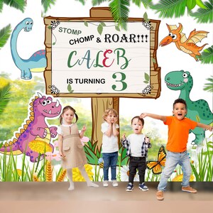 Printed Dinosaur Kids Birthday Party Backdrop / Happy Birthday Banner/ 1st birthday Banner / Photo booth Backdrop