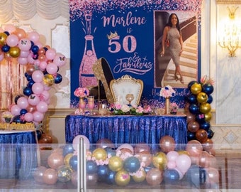 Custom Backdrop Personalized Picture Banner Business Logo Birthday Photo booth Wall Hanging Tapestry Baby Shower Wedding Photo Background