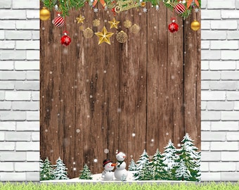 Toile De Fond Photo Noël 240x300 Cm - Motif Bois, Sapin, Neige, Père Noël - En Vinyle - Pour Décoration Murale, Studio, Fêtes - À Suspendre Ou Fixer