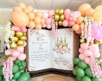 Princess Party Decor Girl Birthday Backdrop Princess Baby Shower Banner Bridal shower Backdrop Fairytale Wedding Photo Booth Castle Sign