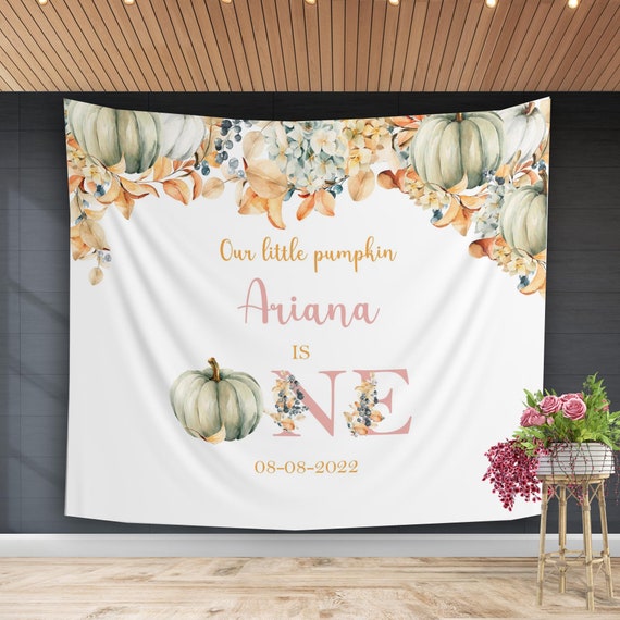 Kürbis Hochstuhl-Banner Zum 1. Geburtstag – „Unser Kleiner Kürbis Wird 1“, Herbst-Deko, Handgefertigt