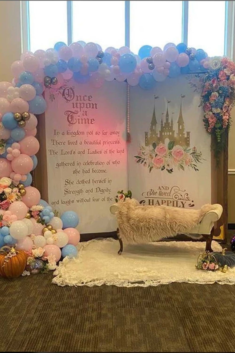 Once Upon a Time Backdrop Princess Birthday Party Decoration Fairytale Storybook Photo booth Royal Medieval First Birthday Vintage Castle image 10