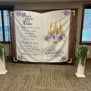 Purple wedding book backdrop, Fairytale wedding, Once Upon a Time Princess backdrop, Happily Ever After, Custom Wedding Photo Booth