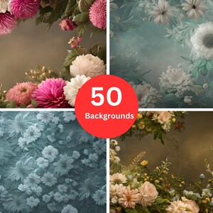 50 Fine Art Floral Digital Backdrops Bundle Maternidad Estudio Fotografía Fondo Superposiciones Photoshop Texturas Arte Retrato Papel fotográfico imagen 10