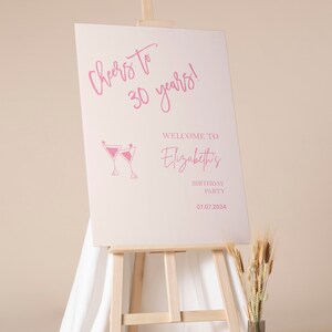 Cheers to 30 Years Champagne Glass Foamboard Personalized Party Welcome Sign