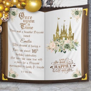 Sage Grün Elfenbein Geburtstag Dekor Sweet 16 Märchen Traum Kulisse Quitte Party Banner Prinzessin Buch Photobooth Champagner Gold Schlossschild
