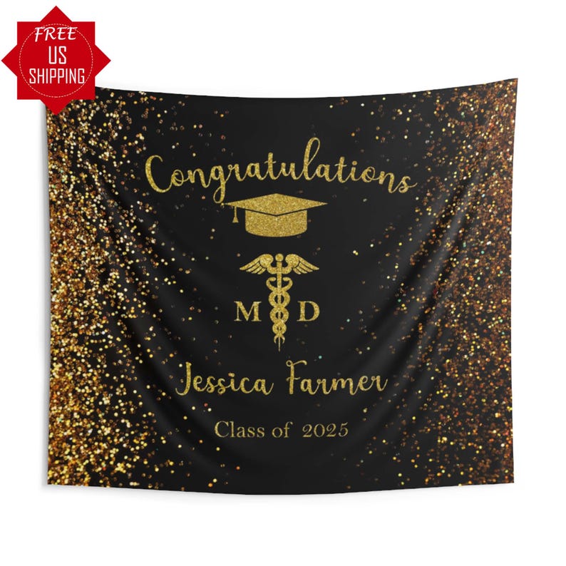 Dmd Grad Caps Graduation Backdrop MD Doctor of Medicine Medical School Grad Banner ...