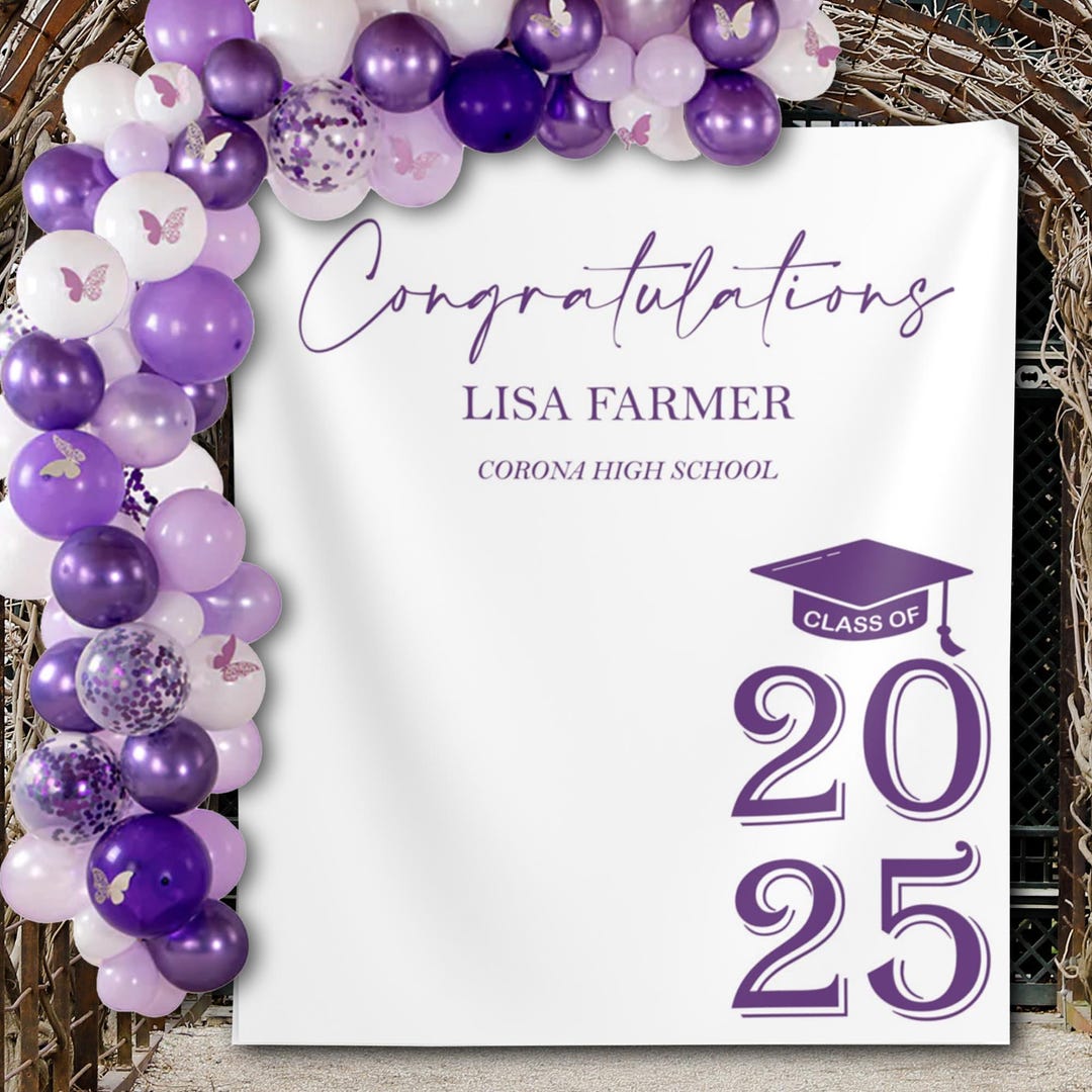 Custom Graduation Party Backdrop Class of 2025 Personalized High School ...