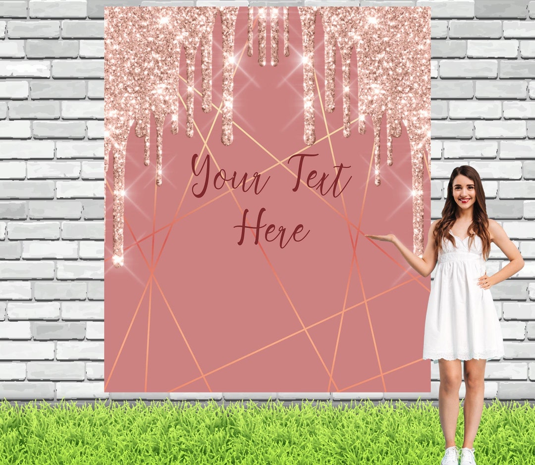 Personalized Rose Gold Backdrop, Custom Birthday Decorations, Birthday