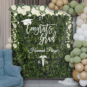Nurse Grad Decor RN Grass Wall Fabric Backdrop Nursing Student ...
